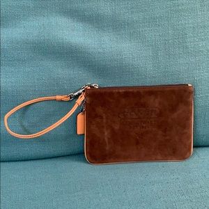 COACH Brown Suede Leather Wristlet
